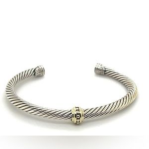 David Yurman Cable Classic Collection Center Station Bracelet .925 14k Gold